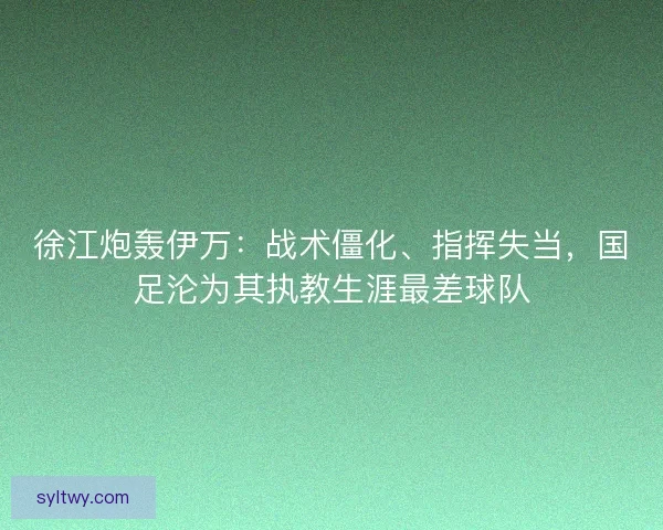 徐江炮轰伊万：战术僵化、指挥失当，国足沦为其执教生涯最差球队