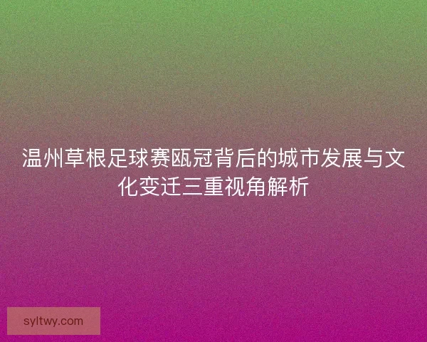 温州草根足球赛瓯冠背后的城市发展与文化变迁三重视角解析