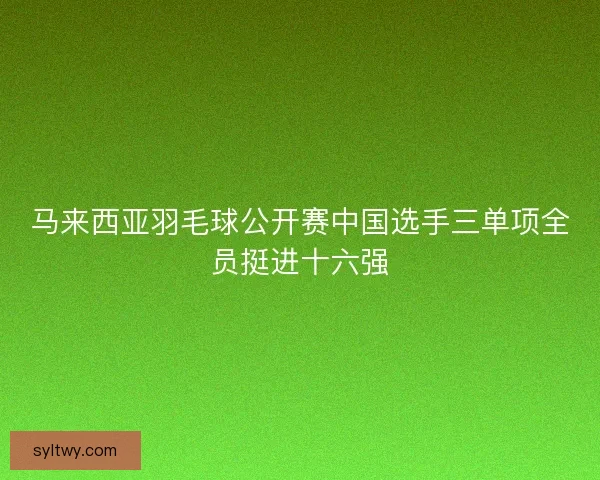 马来西亚羽毛球公开赛中国选手三单项全员挺进十六强