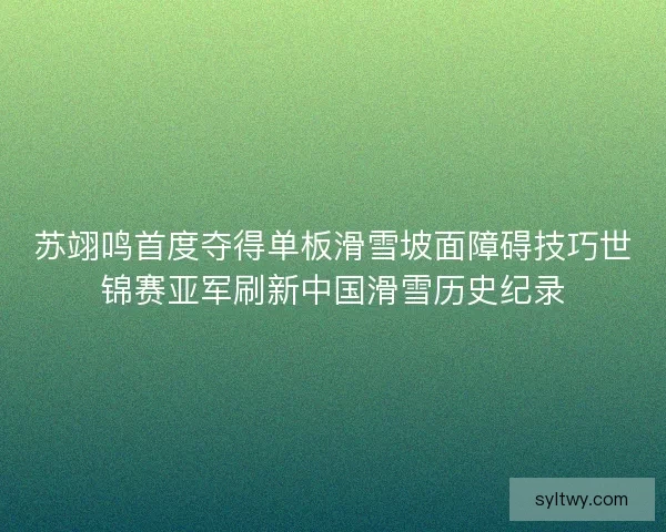 苏翊鸣首度夺得单板滑雪坡面障碍技巧世锦赛亚军刷新中国滑雪历史纪录 苏翊鸣首度夺得单板滑雪坡面障碍技巧世锦赛亚军刷新中国滑雪历史纪录