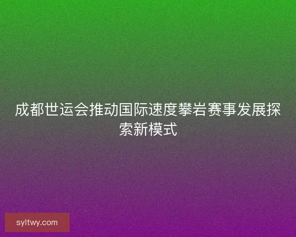 成都世运会推动国际速度攀岩赛事发展探索新模式 成都世运会推动国际速度攀岩赛事发展探索新模式